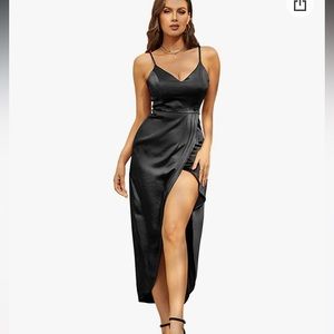 Beautiful black party dress , spaghetti straps , zipper on back , brand new